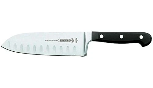 Mundial BP5109-7GE Black Handled Forged Knife - 7" Granton Edge Santoku — 第 1/2 张图片