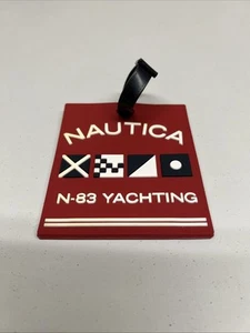 Nautica Large ID Luggage Tags Straps Travel Suitcase Red & Blue Rubber 4x4 Inch - Picture 1 of 5