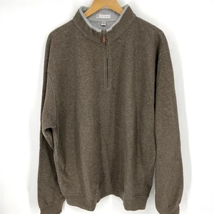 Peter Millar Herren Größe XL Baumwolle Viertelreißverschluss Pullover in Braun Stehkragen - Bild 1 von 7