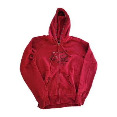 Fox Racing Women’s Full-Zip Hoodie Size Large Red w/ Logo & Back Print Y2K - Image 1 of 4