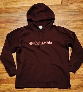 Felpa donna Columbia X-Large con cappuccio Spellout manica lunga bordeaux - Foto 1 di 7