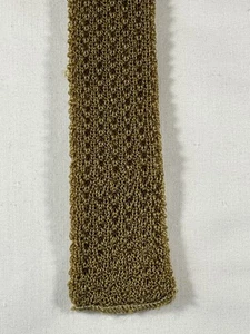 Vintage skinny knitted tie - gold/mustard colour - Picture 1 of 3