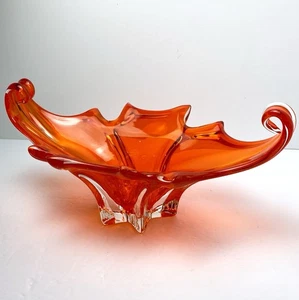 Centrotavola ciotola vetro MURANO vintage Cristallo Venezia JiCo Sommerso rosso arancio - Foto 1 di 24