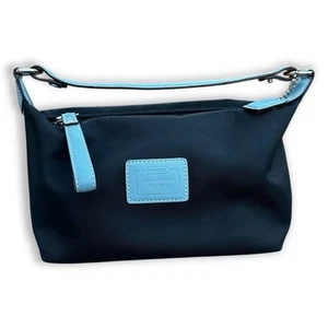 Y2K Coach Navy Nylon Blue Leather Trim Mini Pouch Purse Bag RARE - Picture 1 of 9