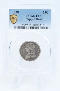 1838-P PCGS F15 Capped Bust Quarter Business Strike 25C - Picture 1 of 2