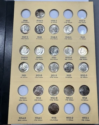 1946-1964 Roosevelt Dime Partial Set In Library Of Coins Album- Many Toned BU - Image 1 of 4