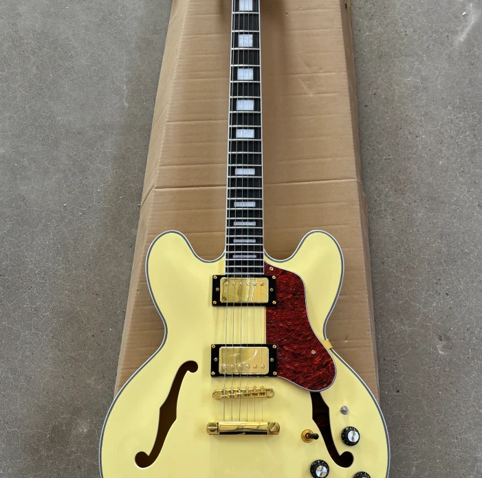 Cream Yellow 345 Electric Guitar  Aged White Semi Hollow Gold Part Jazz Open-box - Image 1 of 4