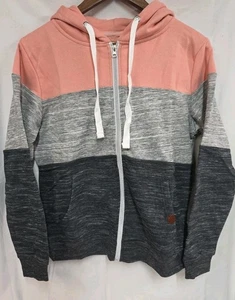 Doublju Hooded Zip Up Sweat Shirt Gray And Peach Pink Size Medium NWT  - Picture 1 of 9