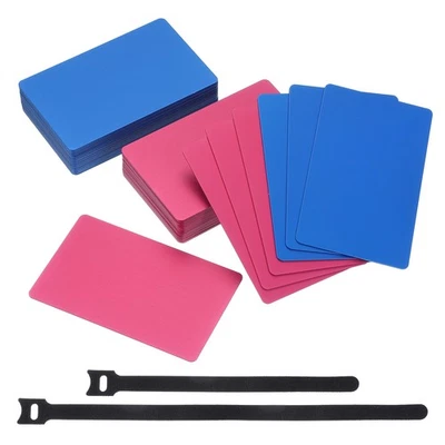 Metal Business Card 3.39 x 2.13 Inch Blank Aluminum Rose Red/Dark Blue 50 Pcs - Image 1 of 4