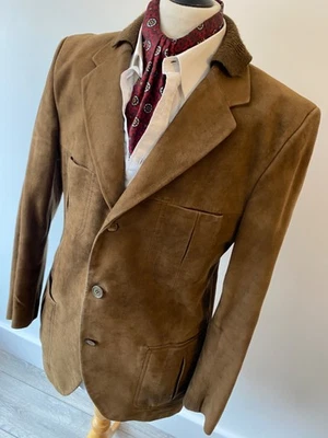 VINTAGE mens 70's CORTEFIEL fabulous SOFT BROWN SUEDE SAFARI JACKET BLAZER 44" - Image 1 of 4