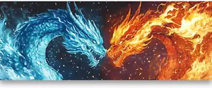 5D Diamond Art Kits for Adults, Ice and Fire Dragons Diamond Painting Art Animal - Picture 1 of 7