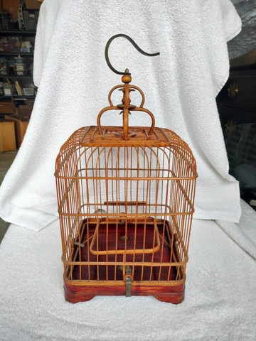 17"  Chinese Decorative Square Bamboo Cage Cover