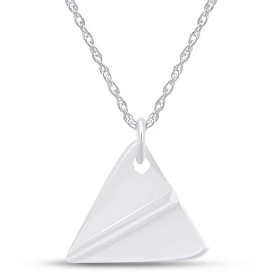 Pequeño collar colgante de avión de origami de 18" para mujer en plata de ley 925 Foto 1 de 4