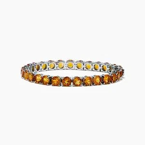 925 Citrine Tennis Bracelet, Round Citrine Tennis Bracelet,CitrineWedding Gifts - Picture 1 of 4