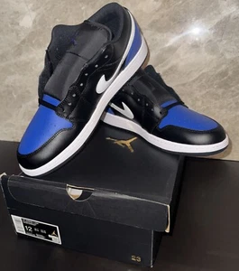 Nike Air Jordan 1 Low shoe Black/Royal Toe men size 12 NEW - Picture 1 of 8