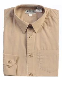 Boys Dress Shirt Solid Long Sleeve Formal Kids Wedding Party Boy Size 5 -18 New - Picture 1 of 18