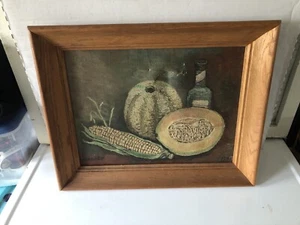 Vintage Oil Painting Still Life Vegetables Iskantor Israel Kantor in Oak Frame - Picture 1 of 11