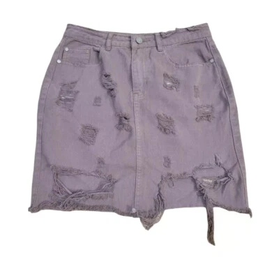 Minifalda Missguided para mujer talla 4 púrpura rasgada desgastada Y2K Foto 1 de 4