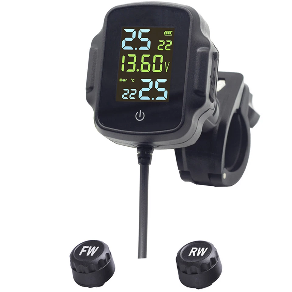 Tire Pressure Monitoring System TPMS Temperature Alarm Motorcycle Fast Charging - Image 1 of 4