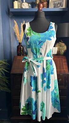 Vestido Marc New York Andrew Fit Acampanado Floral Talla 8 Reino Unido Nuevas Etiquetas Blanco Azul Foto 1 de 4