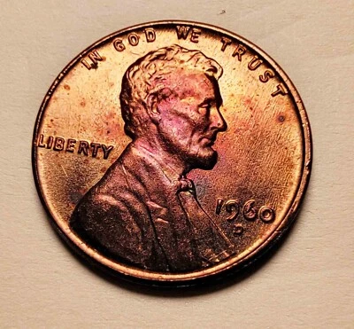 Lincoln Memorial 1c Cent Penny 1960-D PCGS MS64RB Small Date Rainbow Tone RPM - Image 1 of 4