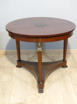 Guéridon Aux Cariatides De Style Empire En Acajou Et Bronze époque XIX ème - Photo 1/4