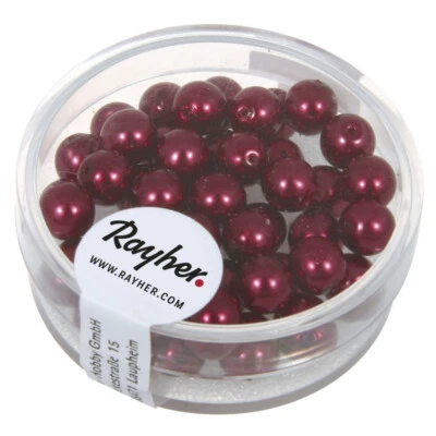 Renaissance Perles en verre , 6mm boîte 45pces, bordeaux