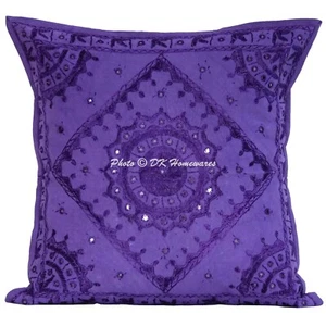 Baumwolle Überwurf Kissenbezug 60x60 cm bestickt verspiegelt Ethno Boho Kissenbezug - Bild 1 von 5