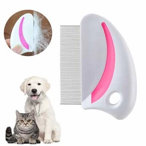 1 Pc Pet Comb Metal Teeth Dog Cat Flea Brush Stainless Steel Grooming Detangling - Picture 1 of 1