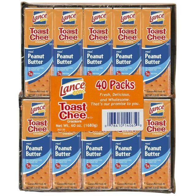 Lance 103791 Sandwich Crackers Chee Peanut Butter and Cheese 40 Packs 60.7 Oz