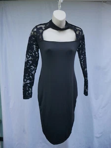 Black Sexy Dress Ladies Lycra Lace Long Sleeve Body Con Evening Party Xingumei - Picture 1 of 11