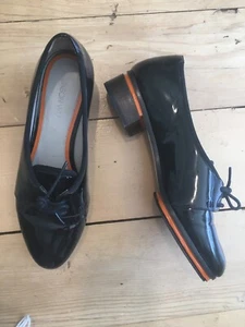 Jason Wu Black Terese Patent Leather Oxfords Brogues Sz 37 Orange 6.5 Womens - Picture 1 of 11