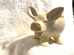 Weißes Morton Schwein Übertopf Keramik Figur 3 3/4" T x 4 1/4" x 3 1/4" Vintage 40er - Bild 1 von 7
