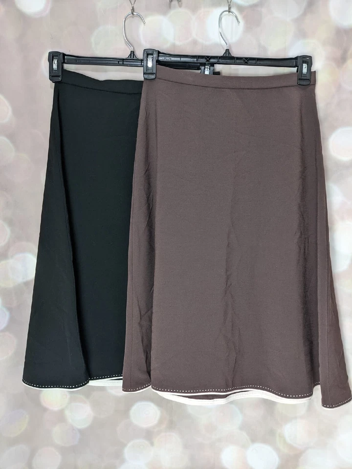 Falda para mujer QVC Dialogue marrón liso o negro línea A hasta la rodilla talla 6 Foto 1 de 1