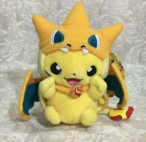 Mega Tokyo Mascot Pikachu wearing a Mega Lizardon Y poncho Plush doll