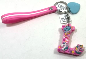 Initial “L” Unicorn Soft Keychain w/Wrist Strap & Heart Charm Ages 3+ NWT - Picture 1 of 6