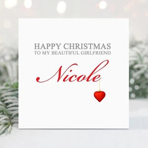Personalised Girlfriend Christmas Card Fiancee Christmas Card Wife Xmas Card - Picture 1 of 3