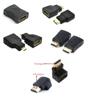 HDMI Weiblich Adapter Stecker Buchse Mirco Mini 90° 270° Vergoldet 1080p 3D 4K
