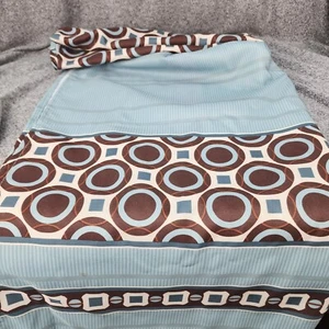 Mainstay Blue & Brown Striped Circle Square Fabric Shower Curtain - Picture 1 of 3