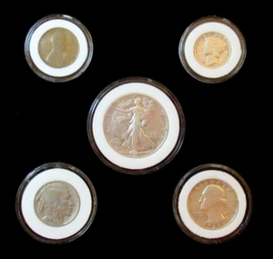 1936 US Birth Year 5 Coin Set in Original Box 3 Silver Coins COA - Picture 1 of 5