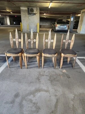 French Designer Nicolas  Blandin Barbarian Brutalist Dining Chairs Set Of 4 - Image 1 of 4