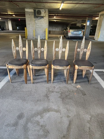 French Designer Nicolas  Blandin Barbarian Brutalist Dining Chairs Set Of 4 Cover