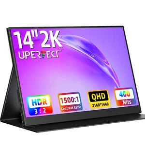 UPERFECT Tragbarer Monitor 14 Zoll 2160x1440 Display IPS Bildschirm HDMI USB-C - Afbeelding 1 van 6