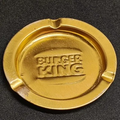 Burger King Vintage Ashtray Gold Metal  Fast Food Restaurant Advertising 3.5" - Image 1 of 4