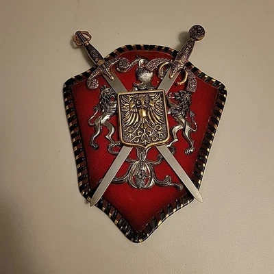 Щит настенная табличка герб декоративный европейский меч красный львы - испанский - Изображение 1 из 4