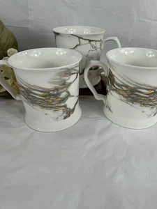 Golden Marble Effect Coffee Tea Mug Cup 14 ozBy Grace Fine Porcelain  Lot Of 3 - Picture 1 of 5