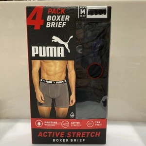 Puma DryCell Active Stretch Boxer Briefs Men's Medium 4 Pack Black Size M - Picture 1 of 5