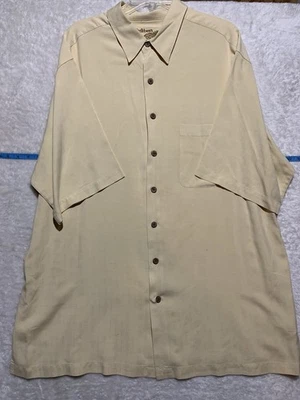 Caribe Hombre Manga Corta 100% Seda Abotonada Talla 2XT Foto 1 de 4
