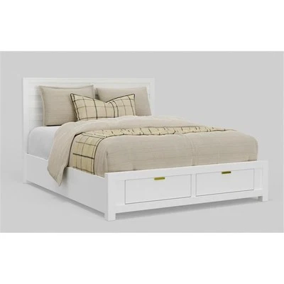 Cama de almacenamiento Alpine Furniture Carmel Wood California King en blanco Foto 1 de 4