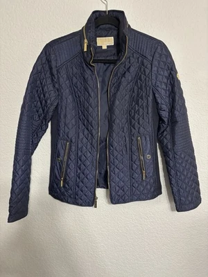 MICHAEL KORS - темно-синий женщин стеганая куртка с отделкой детали размер маленький  - Изображение 1 из 4